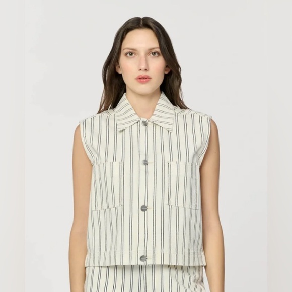 Warp + Weft Jackets & Blazers - Warp + Weft Vest stripe cloud M